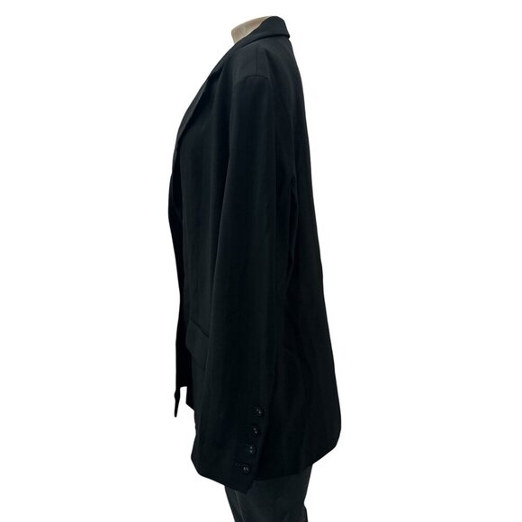 BECK EN Oversized Womens Blazer Jacket Single-Button Lined Long Sleeve Black 10 - Picture 4 of 13
